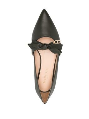 Dee Ocleppo Leather Bow Pointed Toe Ballet Flat New In Box Black EU 37.5 US 6.5
